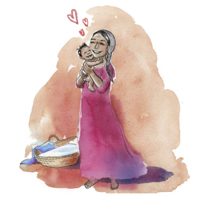 Kindernevendienst: 'Sara krijgt een kind'.
